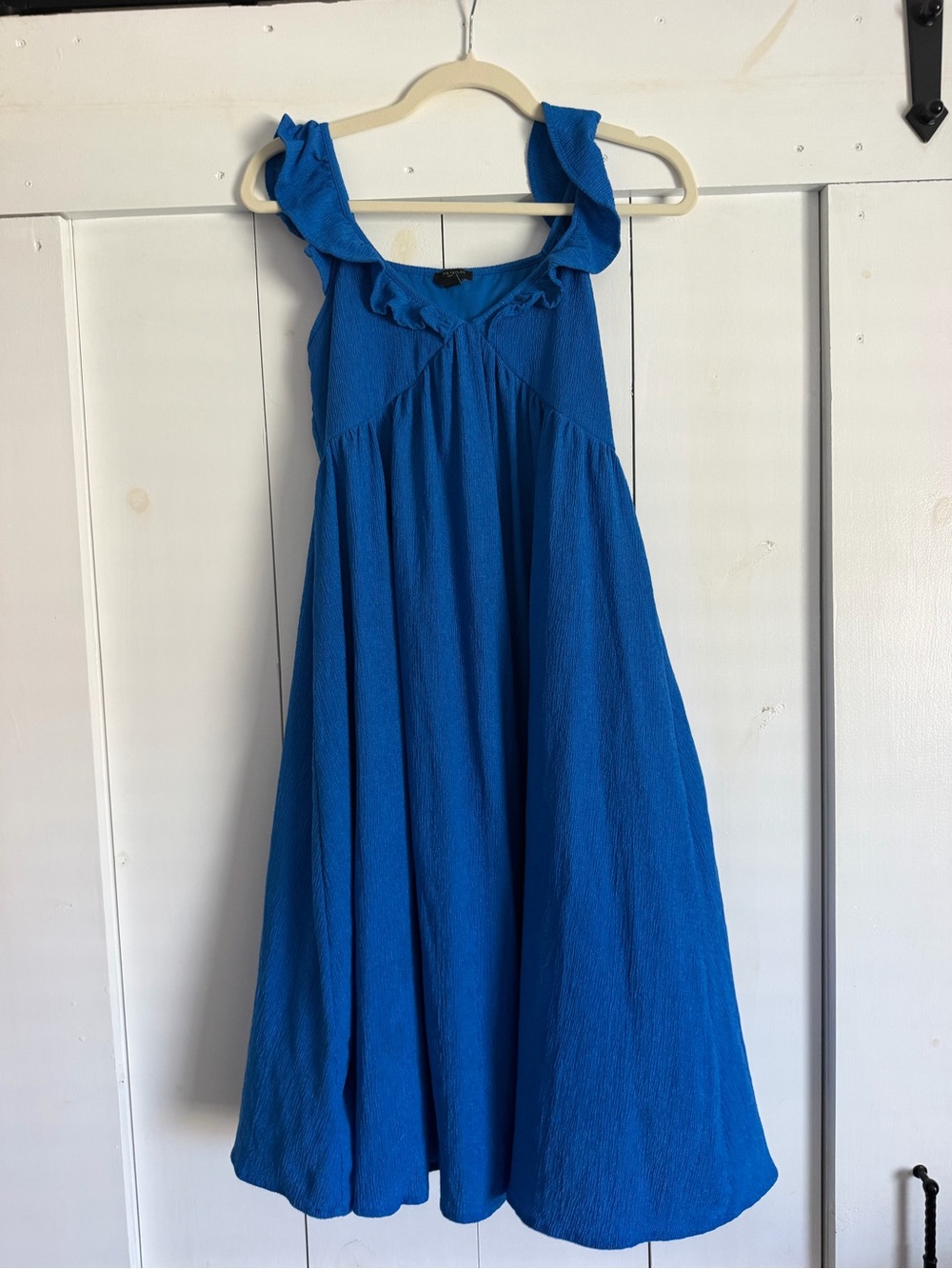 Ann Taylor Royal Blue Ruffle-Shoulder Sundress for Girls